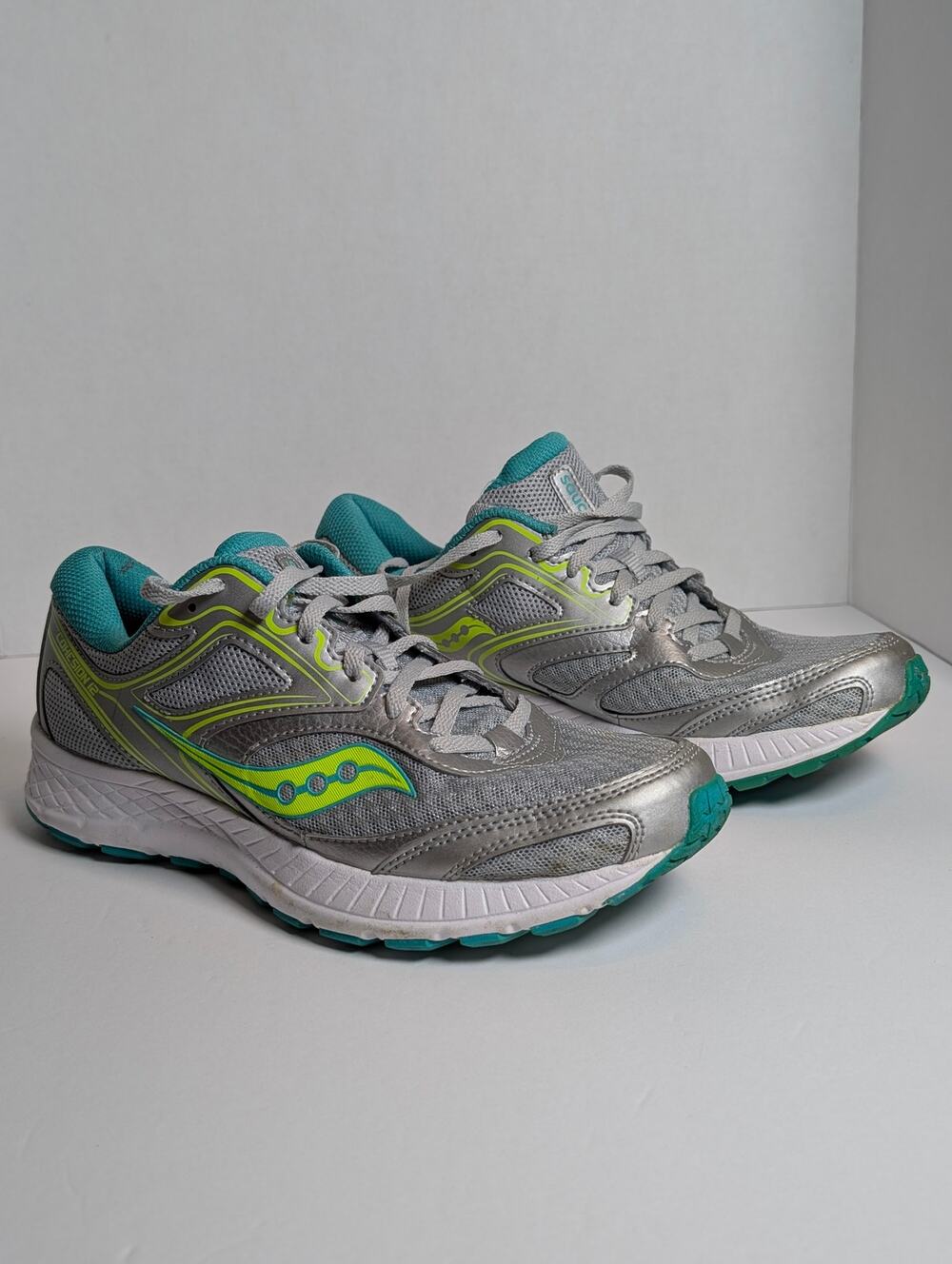 Saucony Womens 9 Grey Silver Teal Cohesion 12 Versafoam Running Shoes S10471-16